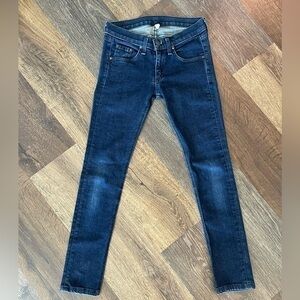 Rag & Bone Skinny Dark Wash Olive Harrow Jeans. Size 24 EUCc